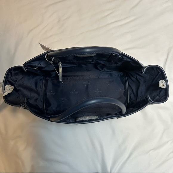 Kate Spade Flower Jacquard Stripe Everything Medium Tote blue and navy - Picture 15 of 15